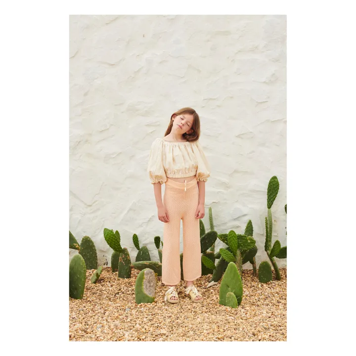 Pantalon Crochet Coton Bio | Rose pâle- Image produit n°1