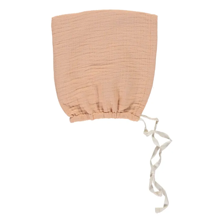 Pixie Organic Cotton Muslin Bonnet | Apricot- Product image n°0