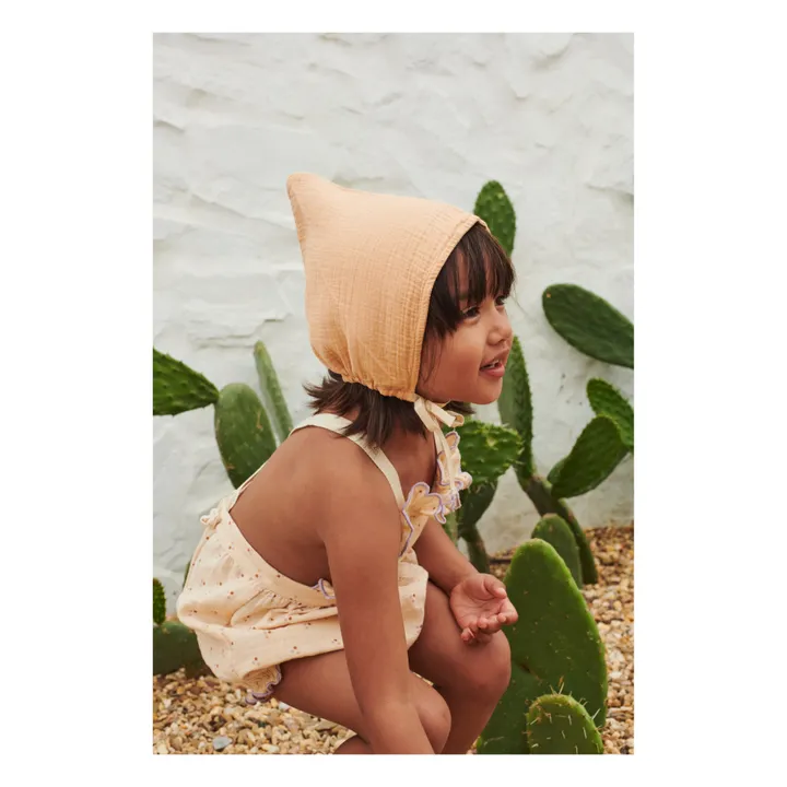 Pixie Organic Cotton Muslin Bonnet | Apricot- Product image n°2