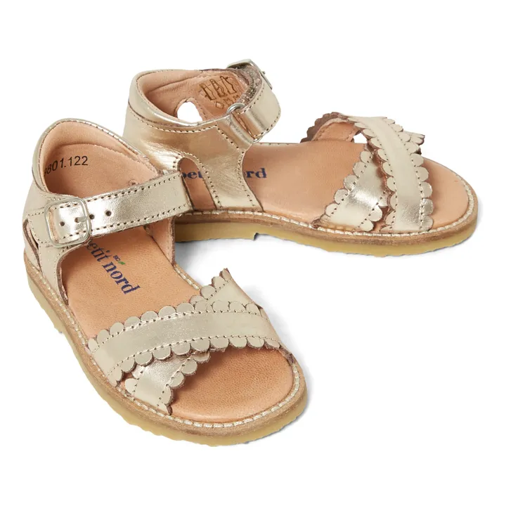 Scalloped Crossover Sandals | Gold- Product image n°1