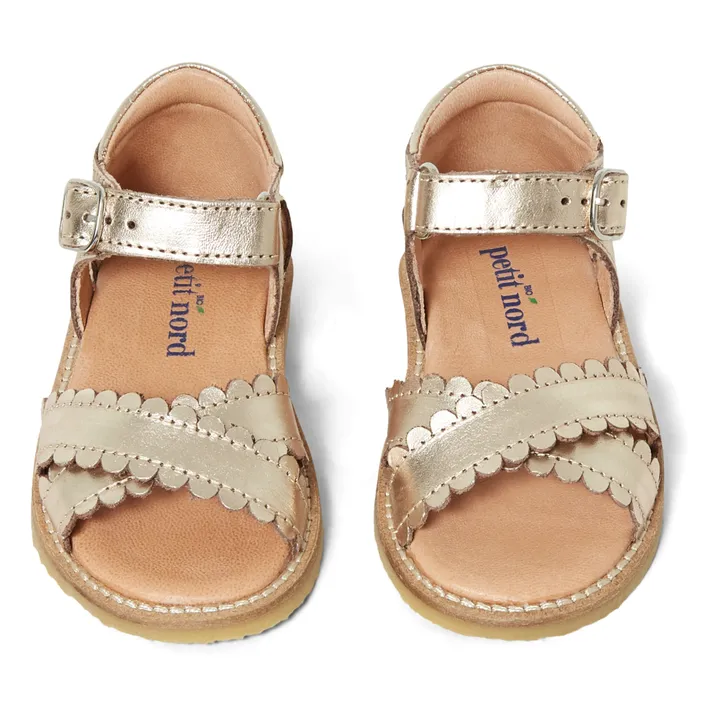 Scalloped Crossover Sandals | Gold- Product image n°3