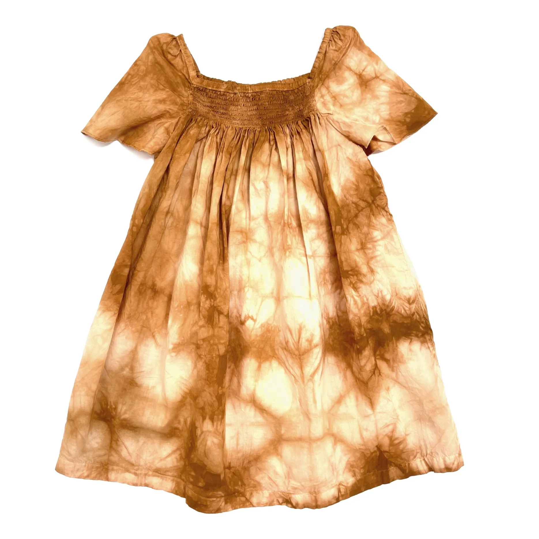Longlivethequeen Camel Organic Cotton Tie-Dye Dress