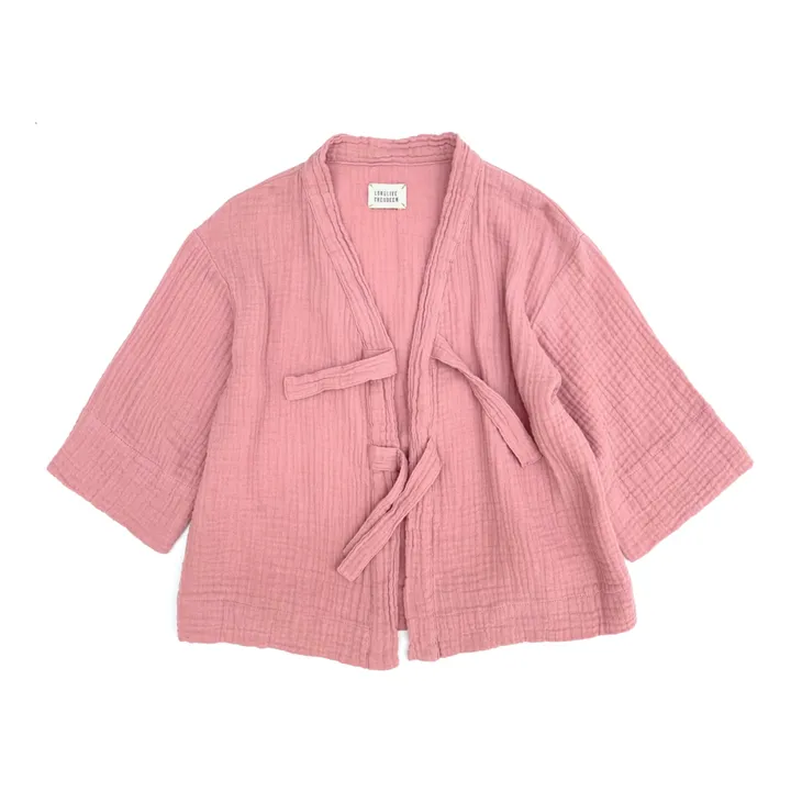 Kimono-Jacke Baumwollgaze | Rosa- Produktbild Nr. 0