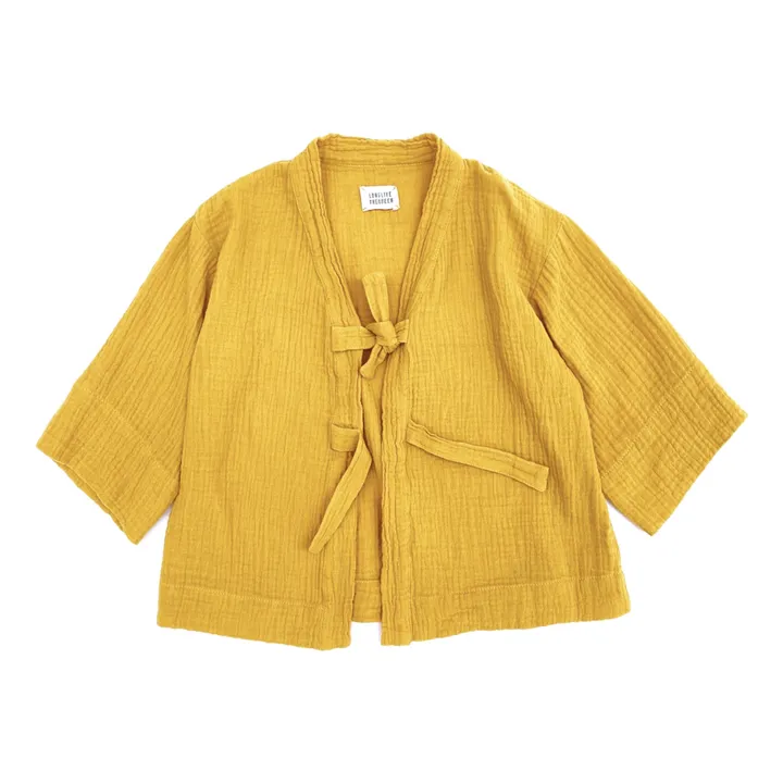 Cotton Muslin Kimono Jacket | Yellow- Product image n°0