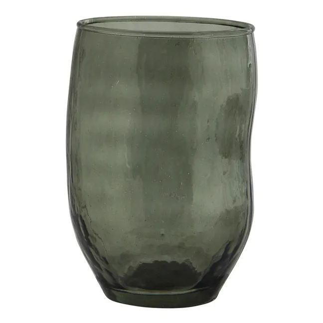 Bicchiere, in vetro martellato | Verde scuro