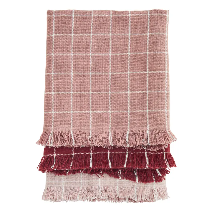 Checked Teatowels - Set of 3 | Pink- Product image n°0