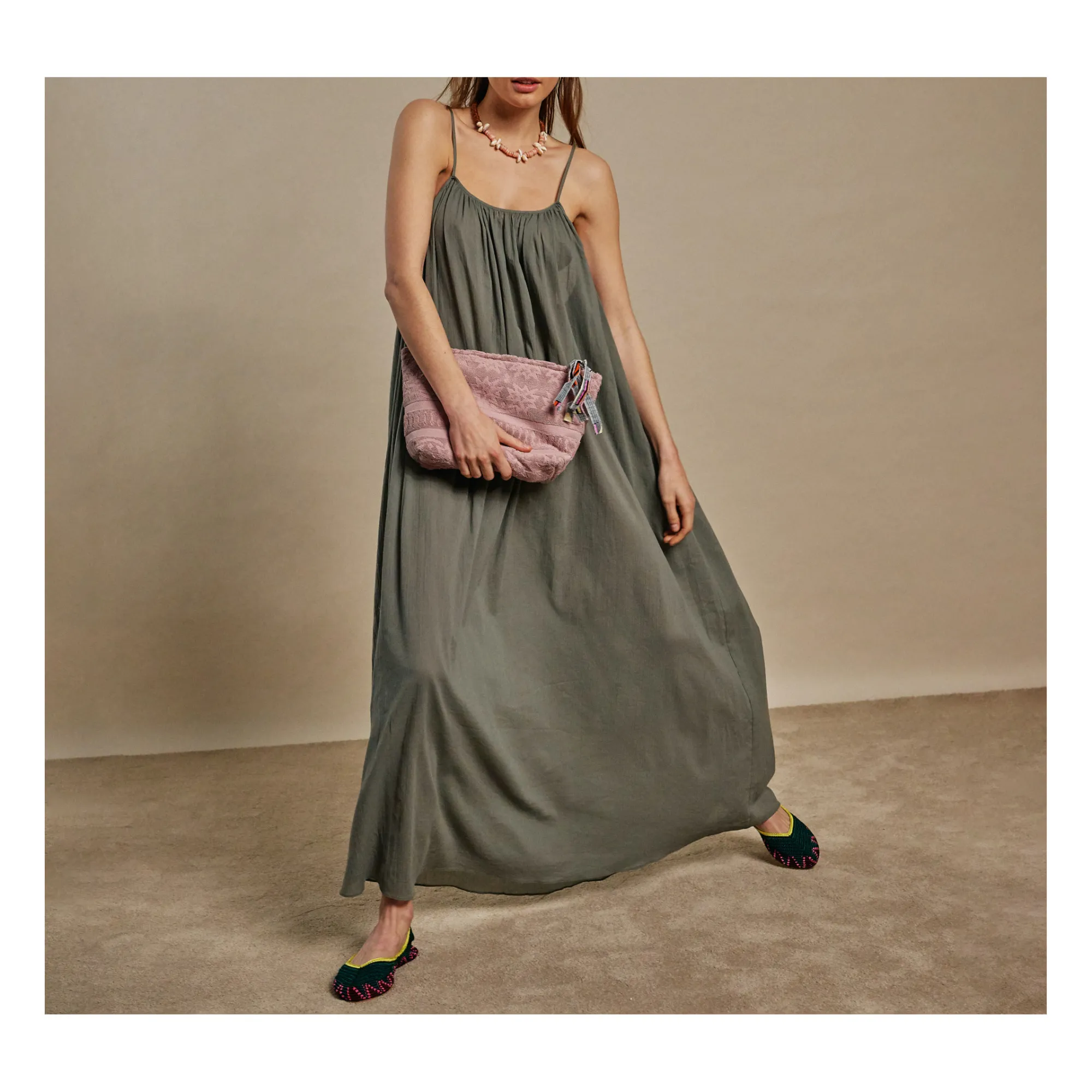 apricot green maxi dress Tropic Muse Beaded Cowl Maxi Dress main image 0