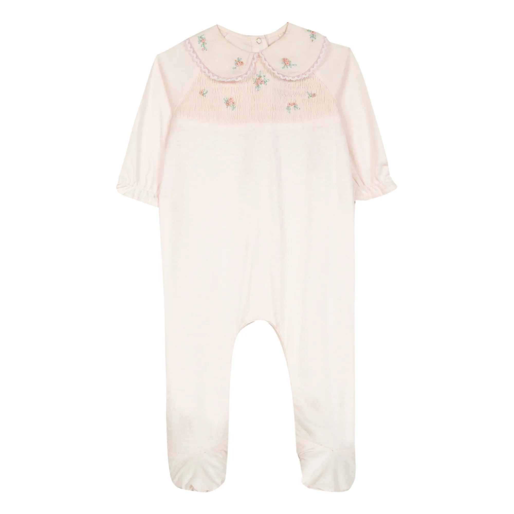 Tartine Et Chocolat Pale Pink Footed Pyjamas With Embroidered Collar