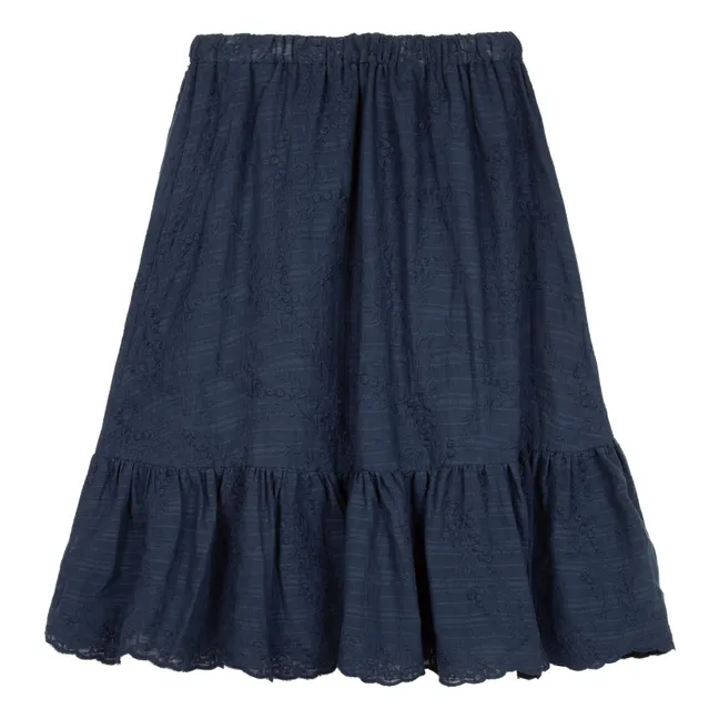 Falda larga bordada | Azul Marino