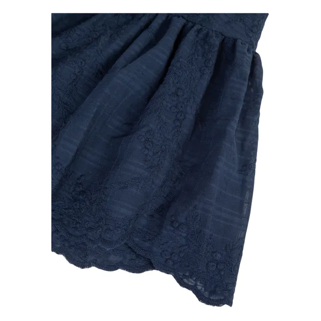 Falda larga bordada | Azul Marino