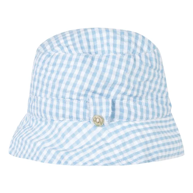 Sombrero de gasa de algodón Vichy | Azul