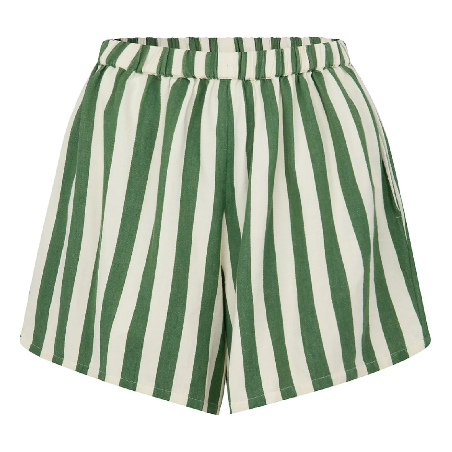 Zulu Zephyr Organic Cotton Striped Shorts Green Smallable