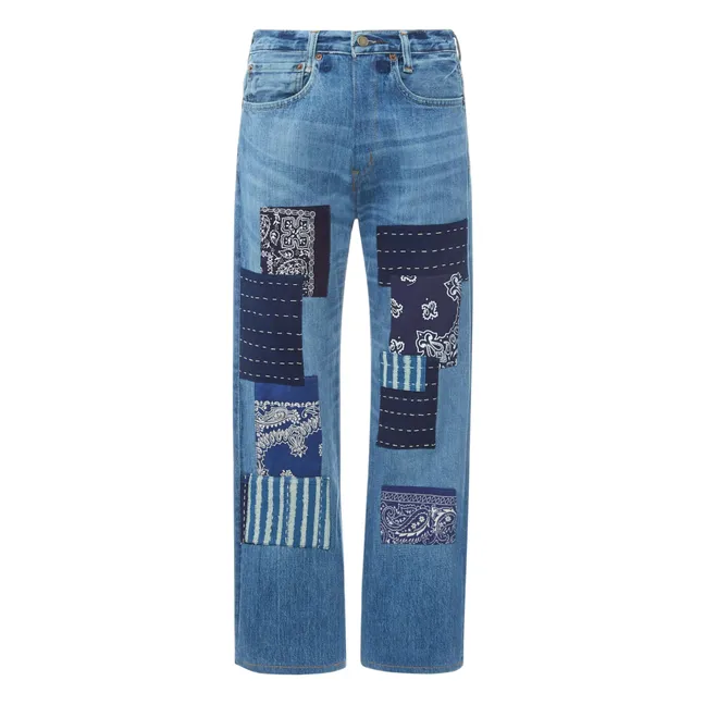 Vaqueros Bandana Patchwork Globo | Azul