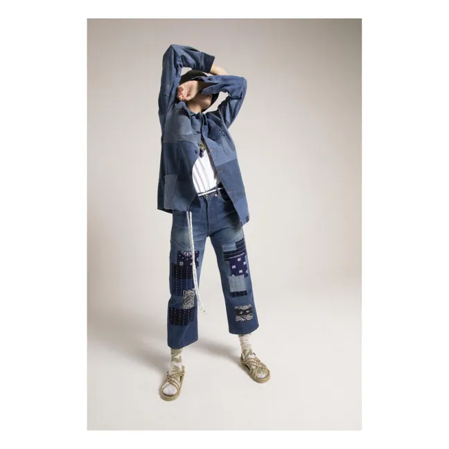 Vaqueros Bandana Patchwork Globo | Azul