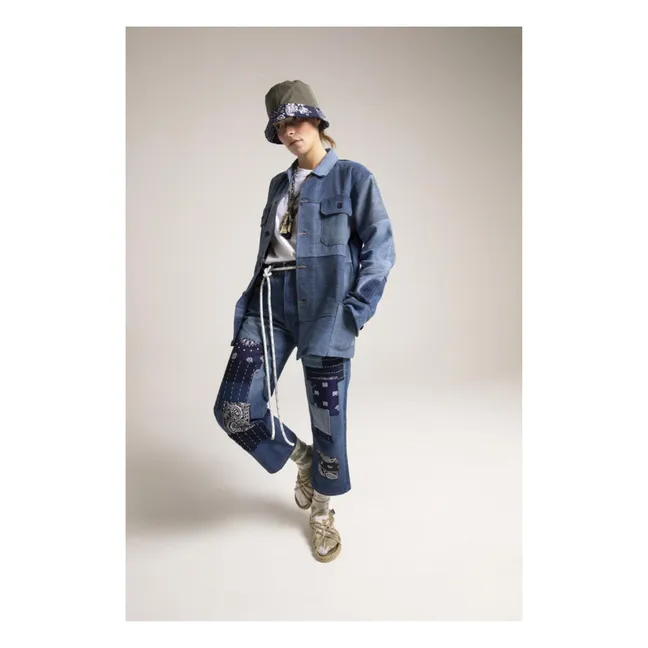 Vaqueros Bandana Patchwork Globo | Azul