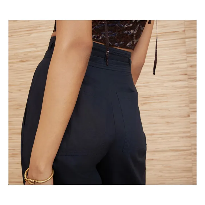 Zada Poplin Trousers | Navy blue- Product image n°3