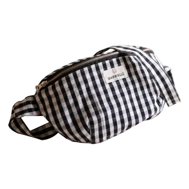 Gürteltasche aus Baumwolle mit Vichy Print | Schwarz