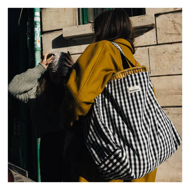 Tasche aus Baumwolle mit Vichy Print | Schwarz