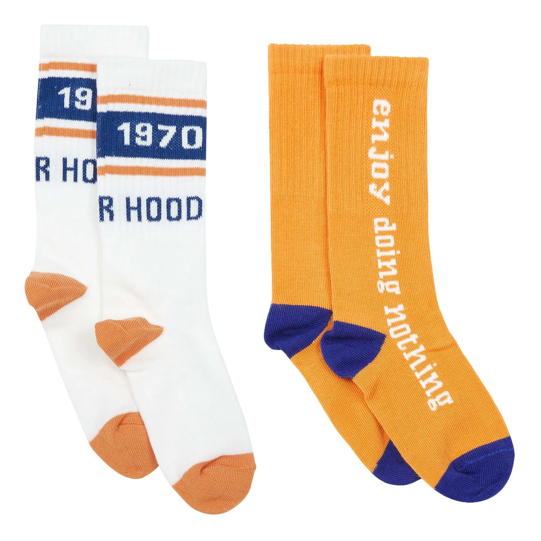 Hundred Pieces White Enjoy Brother Hood Socks - Set Of 2