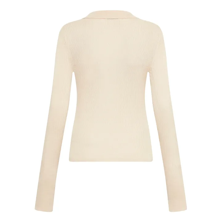 Main Polo Neck Ribbed Top | Ecru- Product image n°5