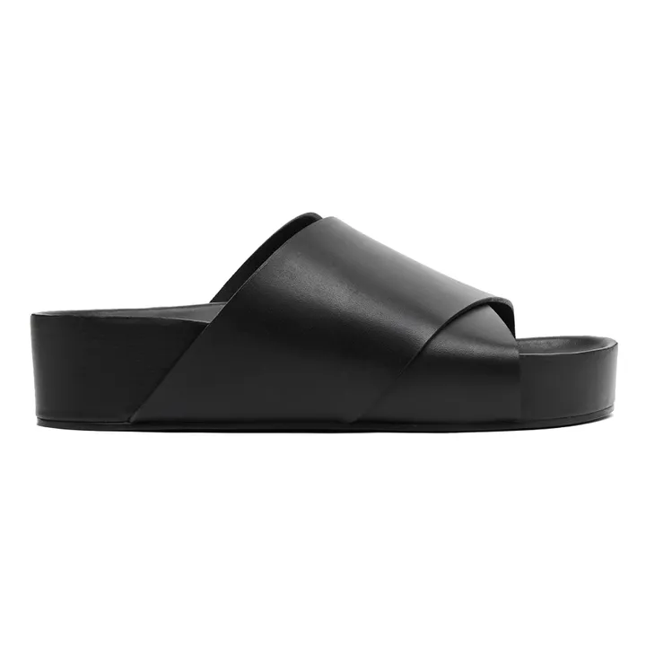 Sandalias de plataforma Cross Over de cuero | Negro- Imagen del producto n°0