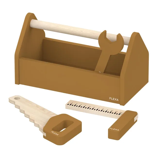 Werkzeugkasten aus Holz - 4er-Set | Kamelbraun