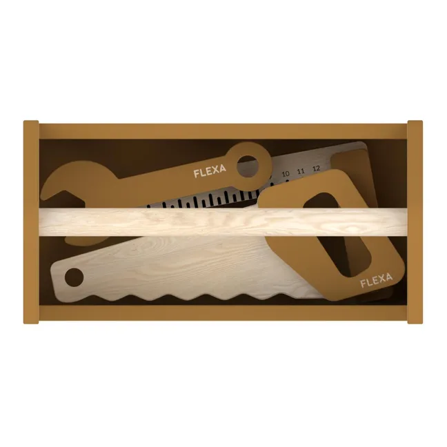 Werkzeugkasten aus Holz - 4er-Set | Kamelbraun