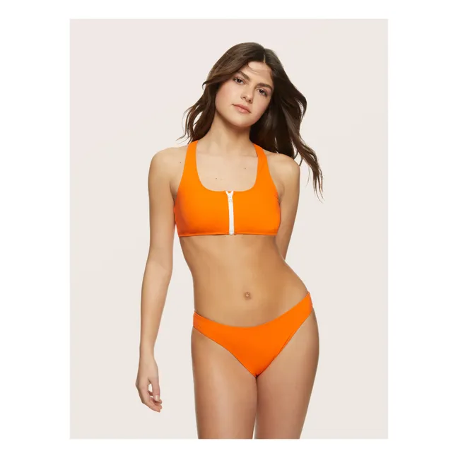 Top de bikini con cremallera | Naranja