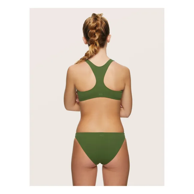 Top de bikini con cremallera | Verde Kaki