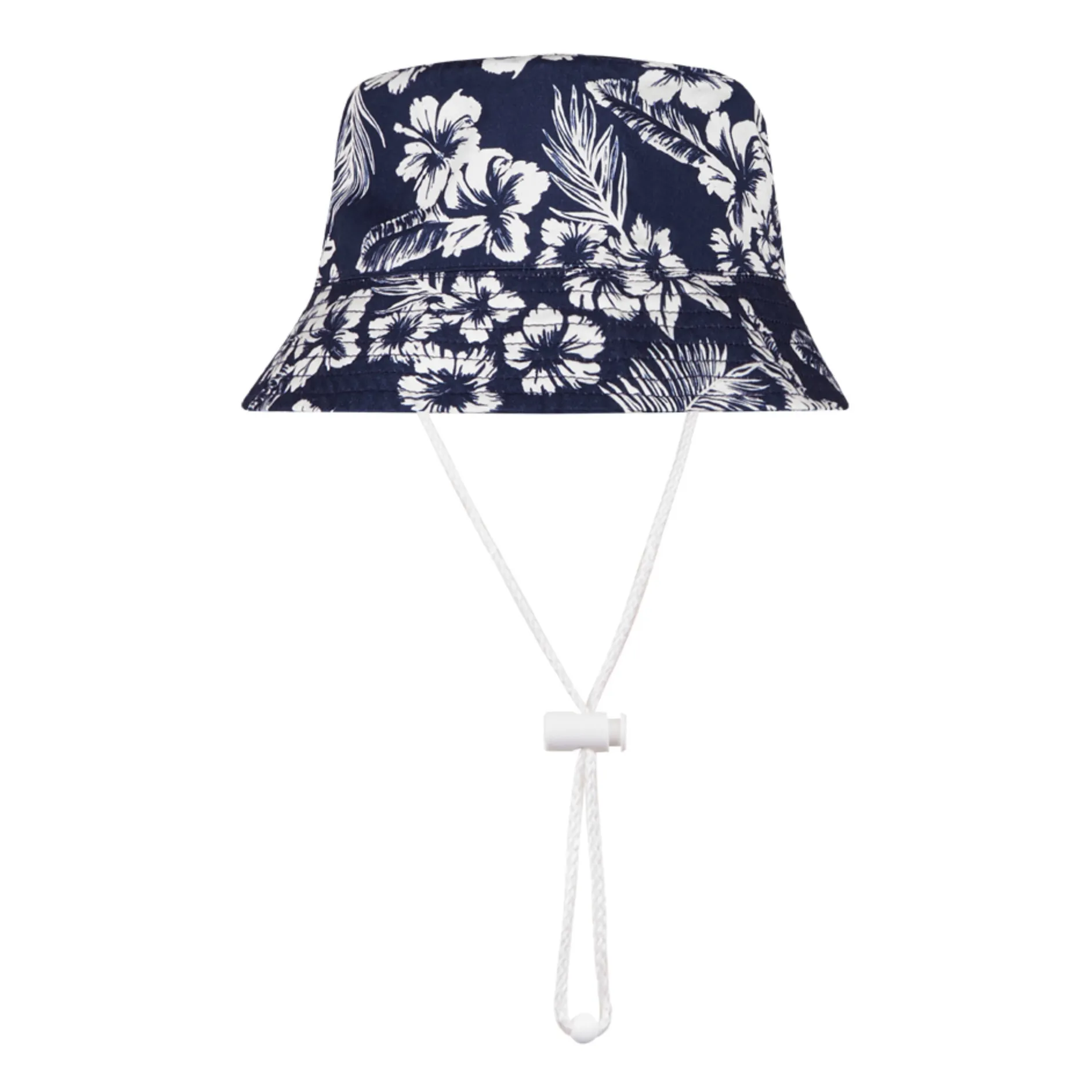 The New Society Navy Blue Organic Cotton Hibiscus Bucket Hat
