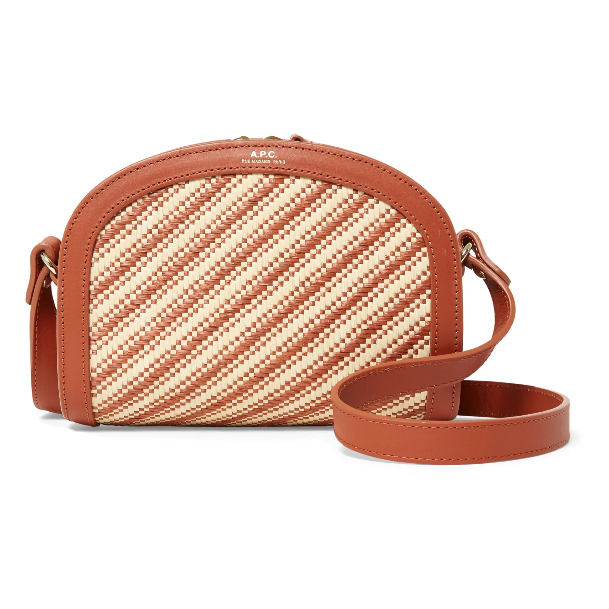 バッグ A.P.C mini Demi-Lune raffia crossbodybag A.P.C Paris Saci Demi Lune mini noisette raffia Bag purse | eBay