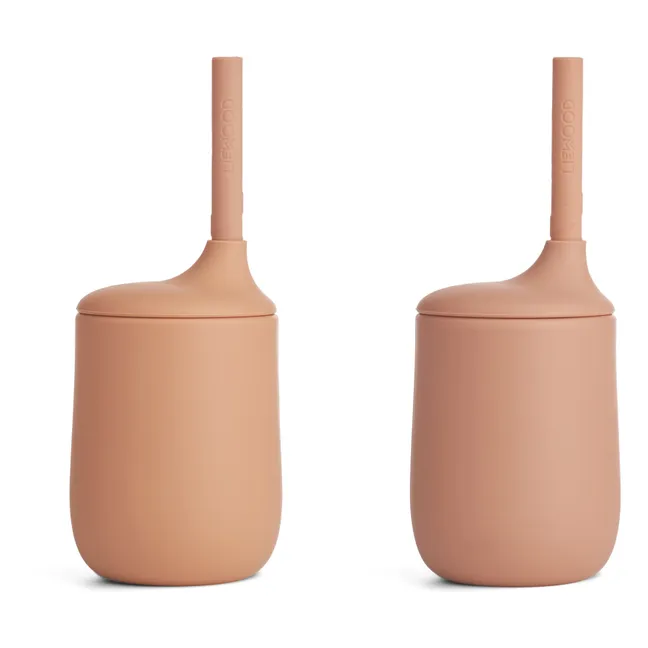 Vaso con pajita Ellis de silicona - Set de 2 | Rosa