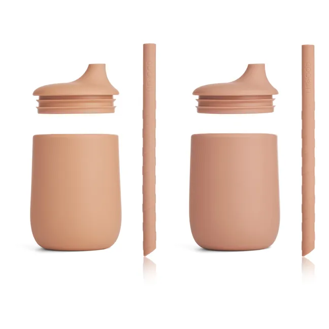 Vaso con pajita Ellis de silicona - Set de 2 | Rosa