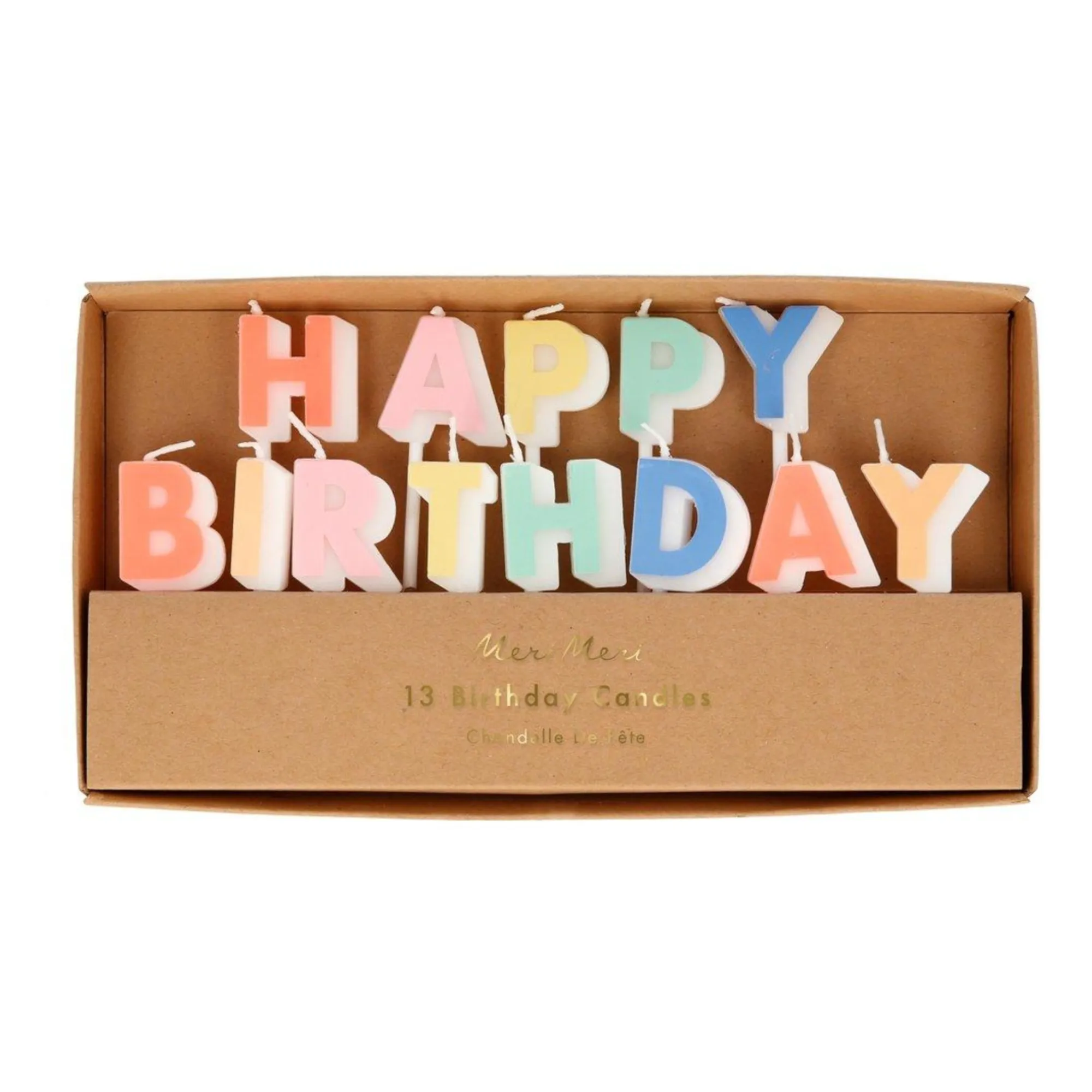 Meri Meri Multicoloured Happy Birthday Candles - Set Of 13