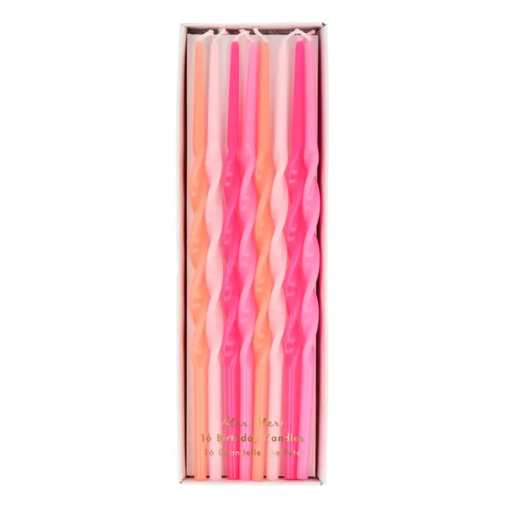 Twisted Candles - Set of 16 | Pink- Product image n°0