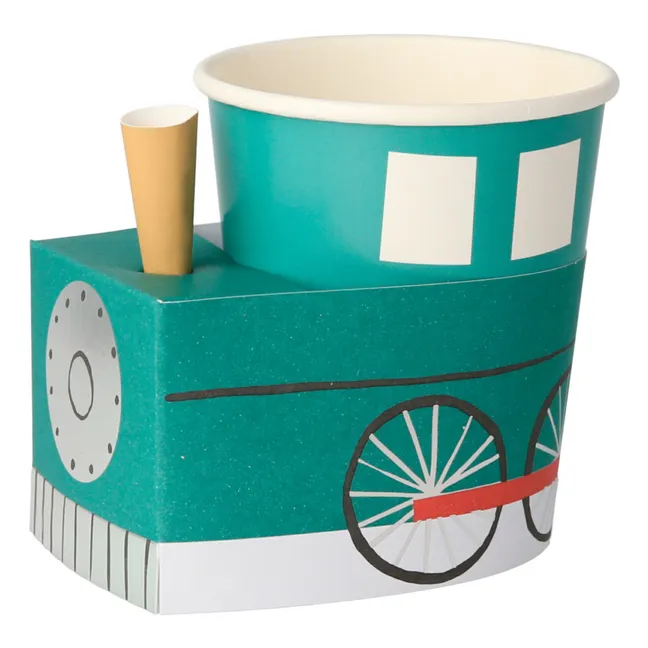 Vasos de cartón en 6 colores Tren - Juego de 8 | Verde Kaki