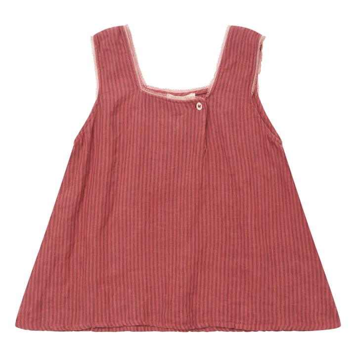 Adenia Striped Linen Top | Red- Product image n°0