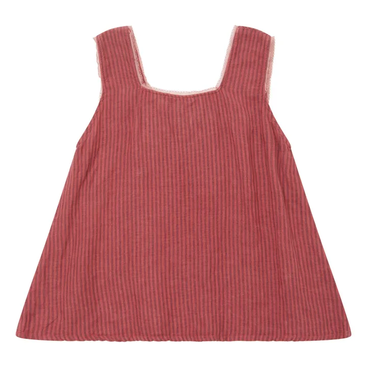 Adenia Striped Linen Top | Red- Product image n°2