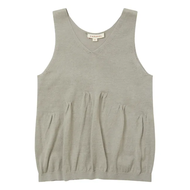 Stipa Linen and Cotton Knit Top | Grey