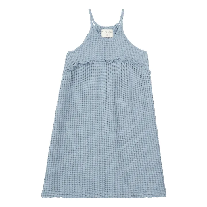 Aysu Organic Cotton Waffle Dress | Grey blue- Product image n°0