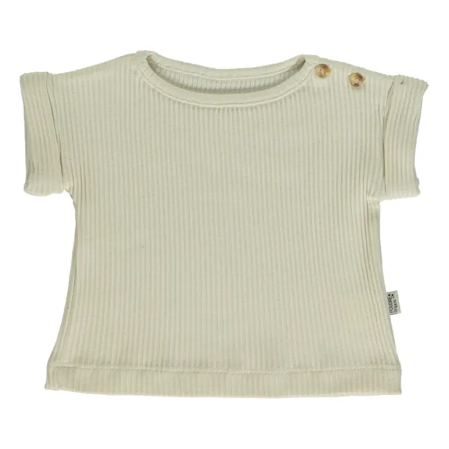 Starflower Ribbed Organic Cotton T-shirt  | Off white
