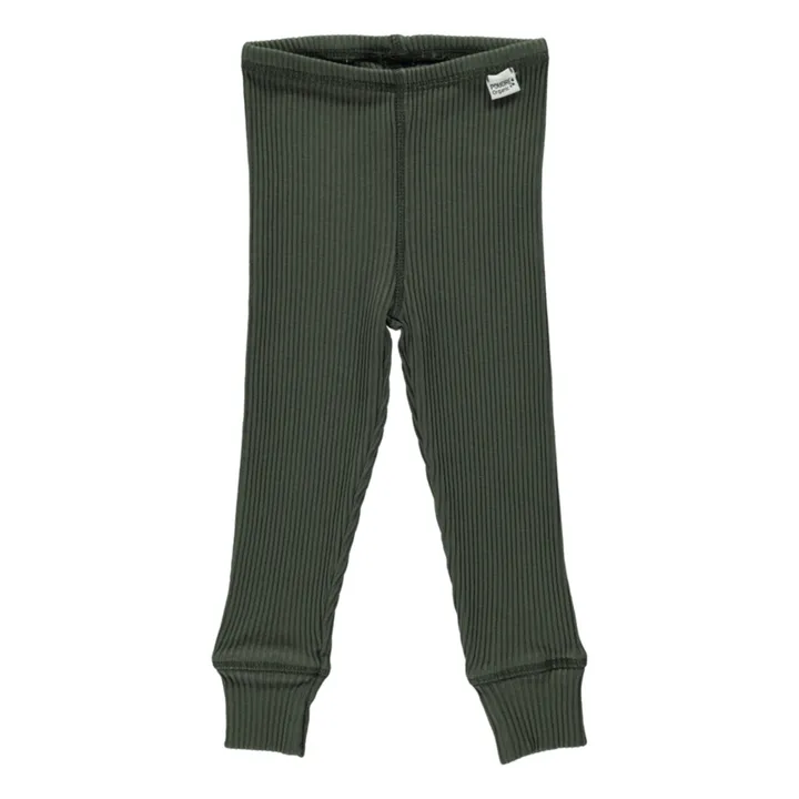 Legging Acanalado de algodón orgánico Basilic | Verde Oscuro- Imagen del producto n°0