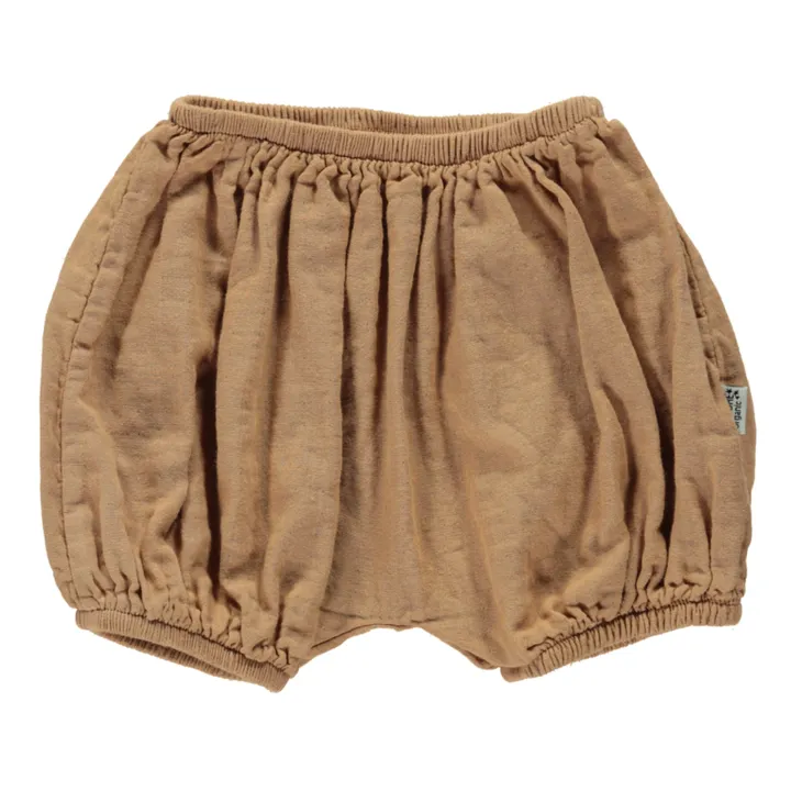 Verbena Double Organic Cotton Muslin Bloomers | Camel- Product image n°0