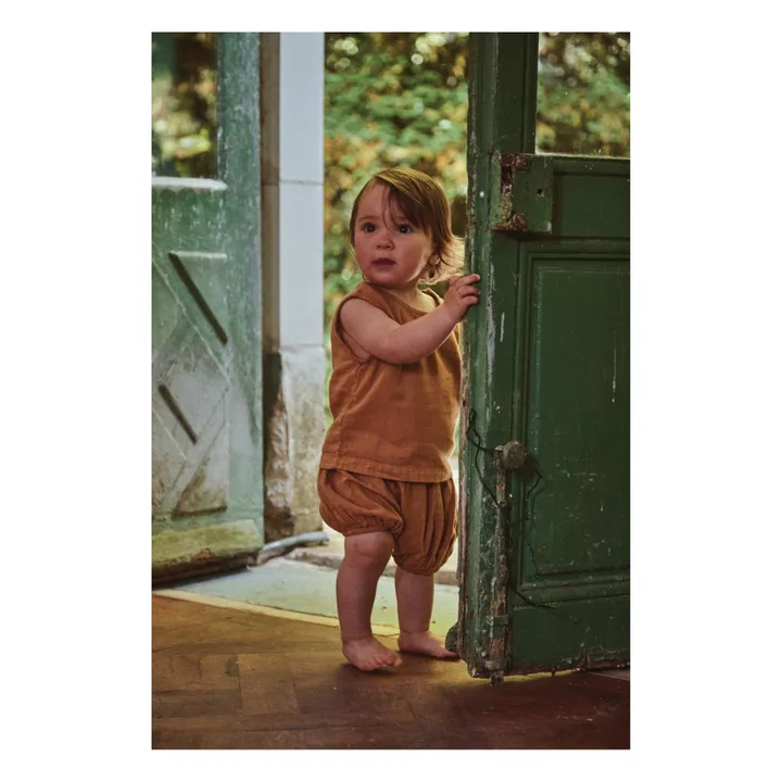 Verbena Double Organic Cotton Muslin Bloomers | Camel- Product image n°1