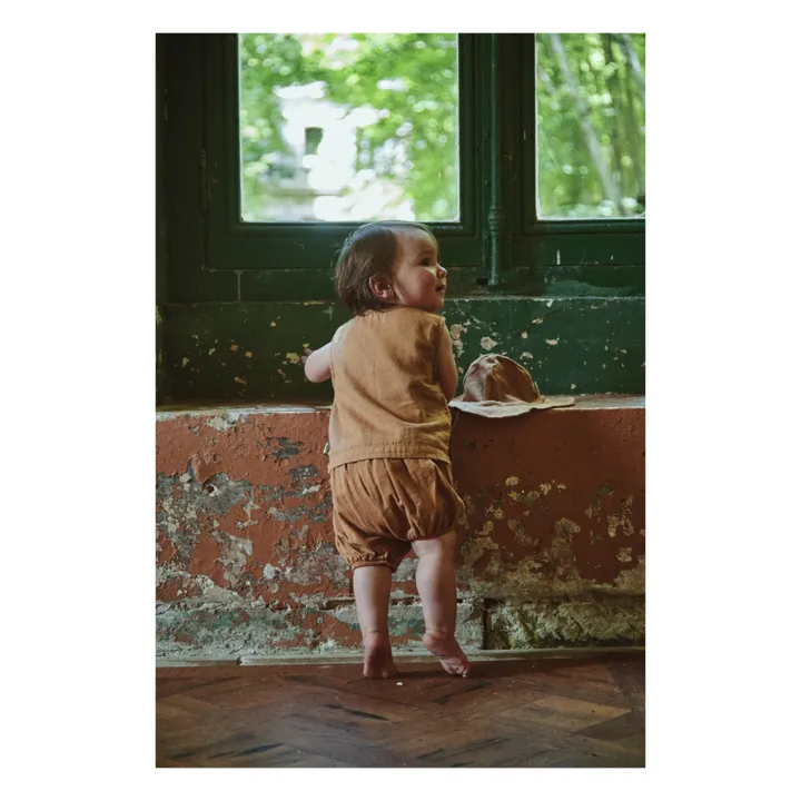 Verbena Double Organic Cotton Muslin Bloomers | Camel- Product image n°3