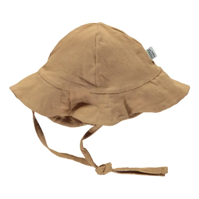 Sombrero doble gasa de algodón Pivoine | Camel