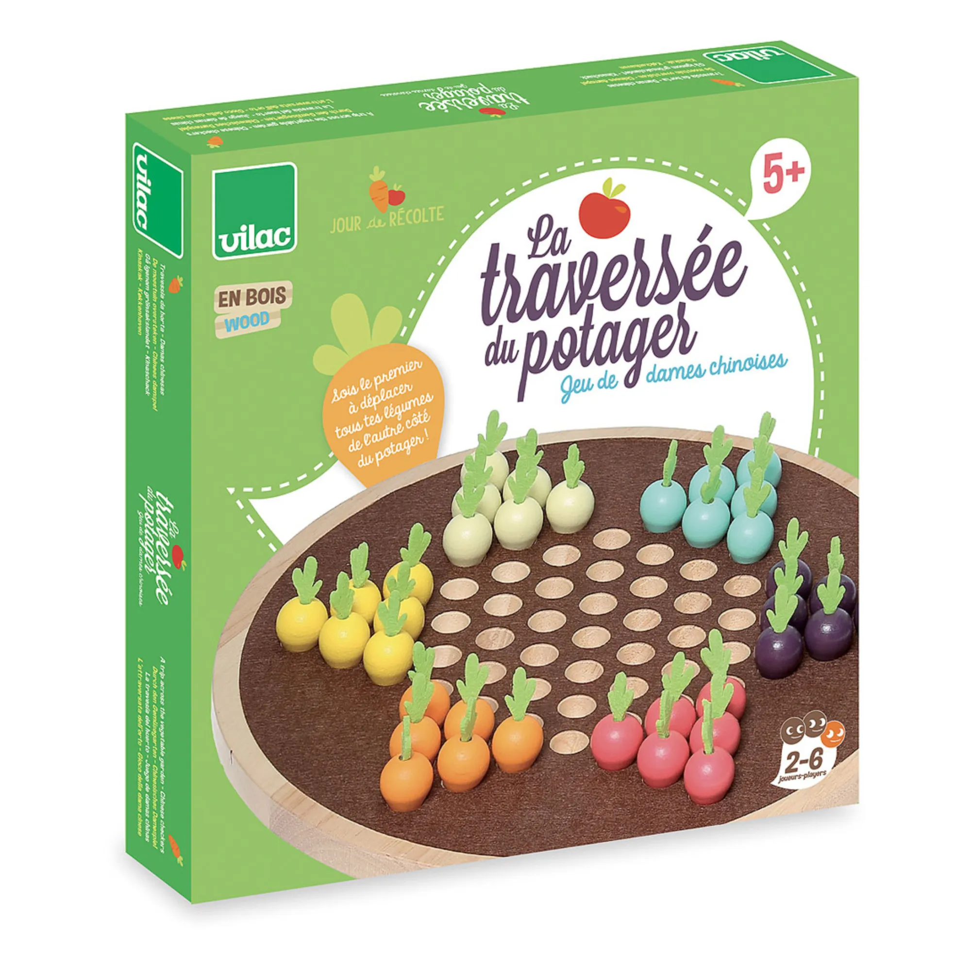 Vilac Multicoloured Veggie Patch Chinese Checkers