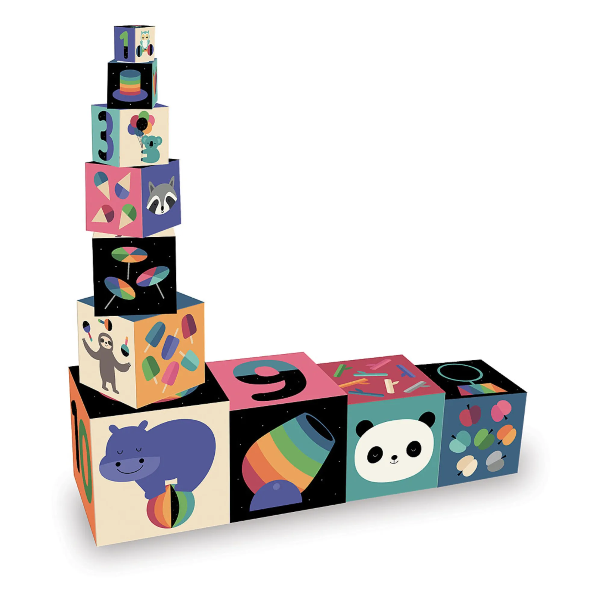 Vilac Multicoloured Rainbow Stacking Cubes
