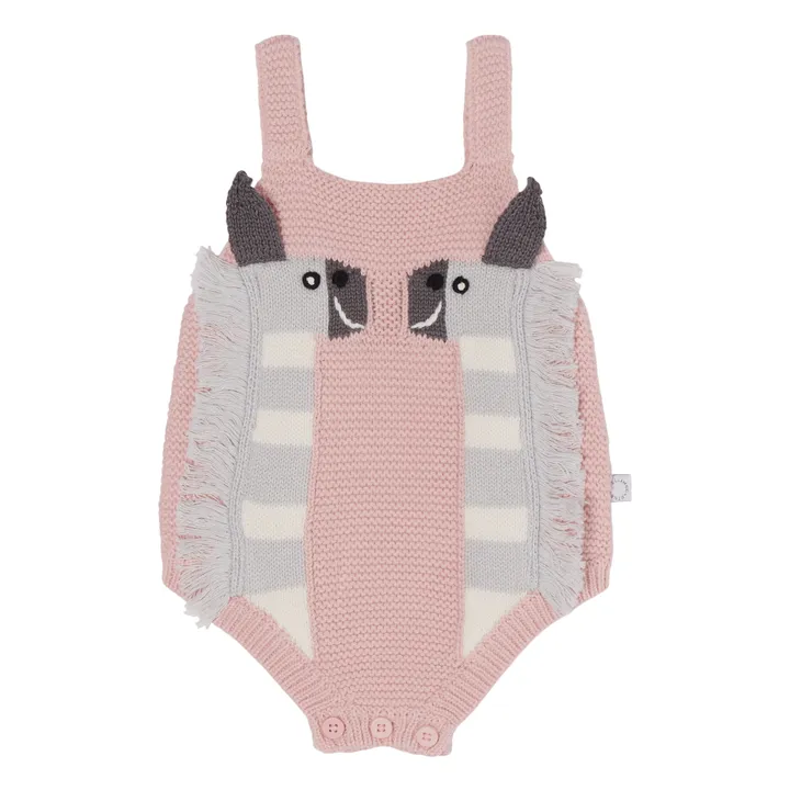 Organic Cotton Zebra Knit Romper | Pink- Product image n°0