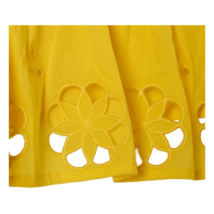 Organic Cotton Embroidered Dress | Yellow- Product image n°1